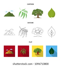 Mountain, cloud, tree, branch, leaf.Forest set collection icons in cartoon,outline,flat style vector symbol stock illustration web.
