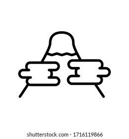 Mountain with clouds thin line icon isolated on white background EPS Vector