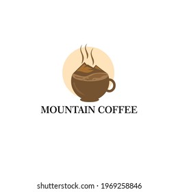 mountain coffe logo vector illustration concept, icon, element, and template for company