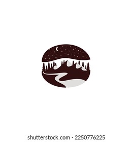 Mountain Coffee Bean Flat Logo Design