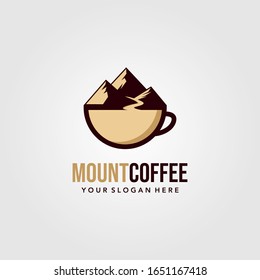 mountain coffee cup creative logo vector illustration design