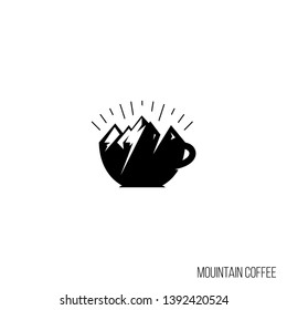 mountain and coffee cup logo