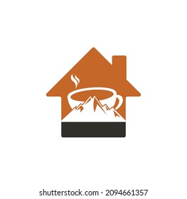 Mountain Coffee home shape concept Logo Template Design. coffee logo design icon