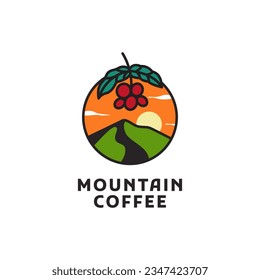 mountain and coffee icon logo illustration