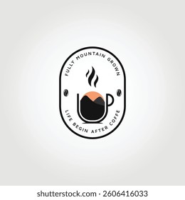 Mountain coffee Logo Design ,Minimal Cafe Logo Template.