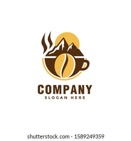 Mountain coffee Logo Design Vector, Adventure Exploration Park Forest Wildlife