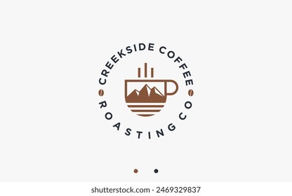 mountain coffee logo design vector silhouette illustration