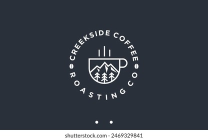 mountain coffee logo design vector silhouette illustration