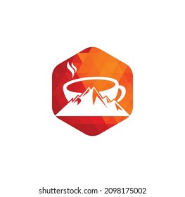 Mountain Coffee Logo Template Design. coffee logo design icon