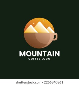 Ilustración del vector con el logotipo del café de montaña