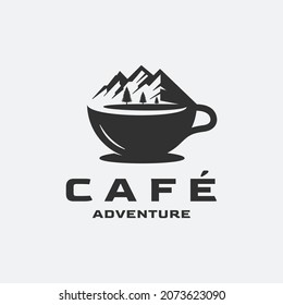 Mountain Coffee Roaster Adventure Vintage Landscape Logo Designs