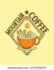 mountain coffee t-shirt design, vector, png