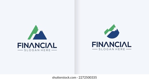 Mountain collection With Statistics Business Logo Design Inspiration