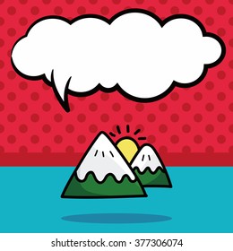 mountain color doodle, speech bubble
