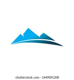 mountain color line art logo design