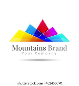 Mountain Color Logo. Creative colorful abstract triangles vector design illustration. Template for your business company.