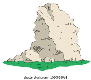 Mountain colorful scenery stone elements, in hand drawing sketch style, for  landscape design