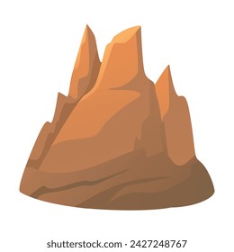 Mountain of colorful set. This artwork embodies a colorful nature style, featuring a rocky mountain set against a pristine white background. Vector illustration.