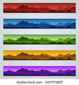 Mountain colorful web banners vector templates collection