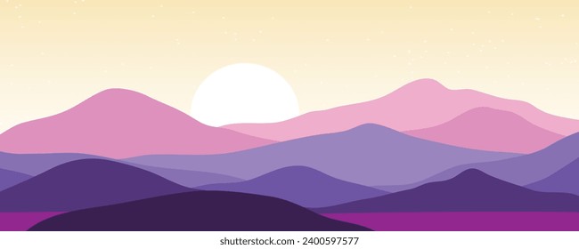 Mountain colors, translucent waves, sunset, abstract glass shapes, modern background, design vector illustration