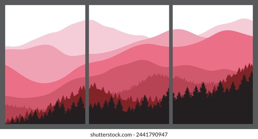 Mountain colors, translucent waves, sunset, abstract glass shapes, modern background, design vector illustration