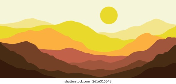Mountain colors, translucent waves, sunset, abstract glass shapes, modern background, design vector illustration