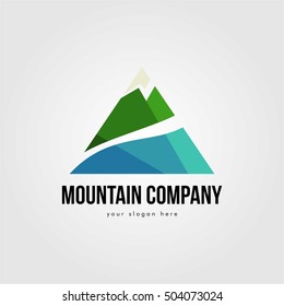 MOUNTAIN COMPANY VALLEY BUSINESS LOGO TEMPLATE EMBLEM BLUE GREEN