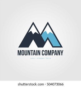 MOUNTAIN COMPANY VALLEY BUSINESS LOGO TEMPLATE EMBLEM BLUE