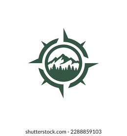 Montaña Compass Adventure Logo Design, Brand Identity Logs Designs Vector Illustration Template