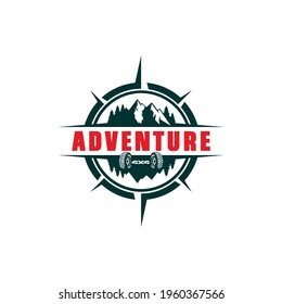 mountain compass adventure logo icon vector concept graphic design