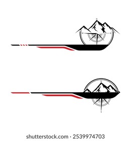 Mountain and compass adventure style car wrap sticker