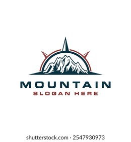Mountain compass. Design logo inspiration