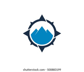 Mountain Compass Logo Design Template