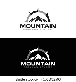 Mountain Compass Logo Design Vector