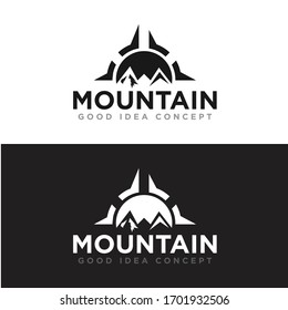 Mountain Compass Logo Design Vector