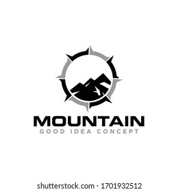 Mountain Compass Logo Design Vector