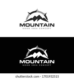 Mountain Compass Logo Design Vector