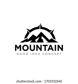 Mountain Compass Logo Design Vector