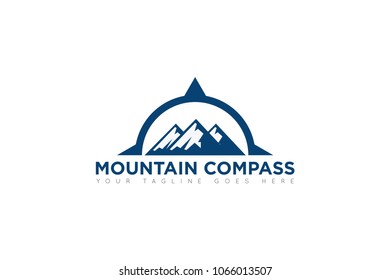 mountain compass logo, icon, symbol, ilustration design template