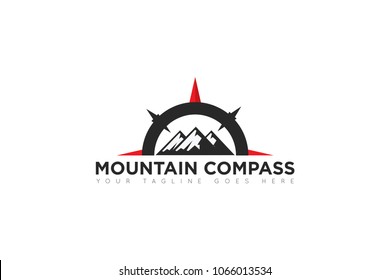 mountain compass logo, icon, symbol, ilustration design template