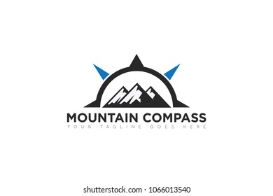 mountain compass logo, icon, symbol, ilustration design template