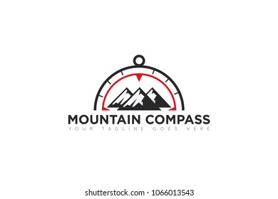 mountain compass logo, icon, symbol, ilustration design template