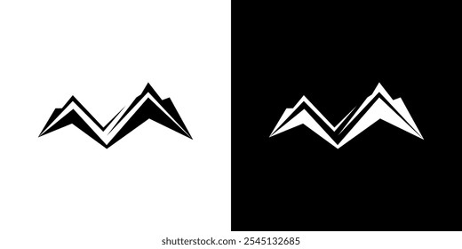 mountain and compass logo simple vector logo