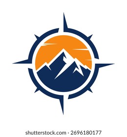 mountain compass logo vector design template