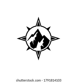 mountain compass, simple flat logo template