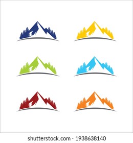 logotipo de concepto de montaña lleno de colores naturales