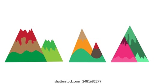 Mountain Concept Logo voll von natürlichen Farben mit drei Farben