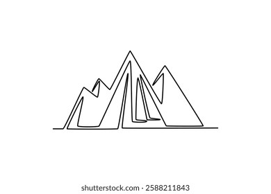 Mountain concept. Single line draw design vector graphic illustration.