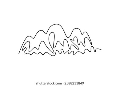 Mountain concept. Single line draw design vector graphic illustration.