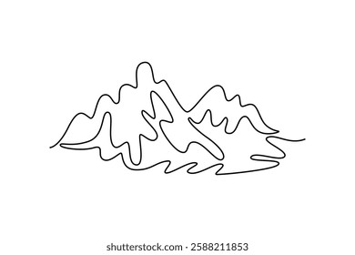 Mountain concept. Single line draw design vector graphic illustration.